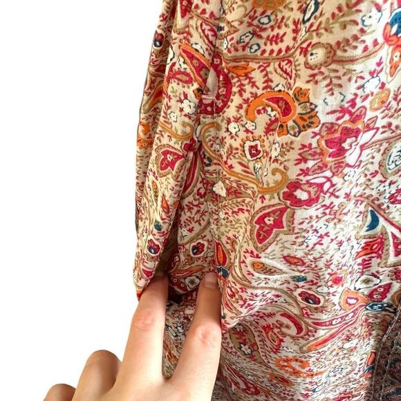 NWOT Haute Hippie Flutter Sleeve Embroidered Crochet Bohemian Print Open Tie Bac - Picture 7 of 16
